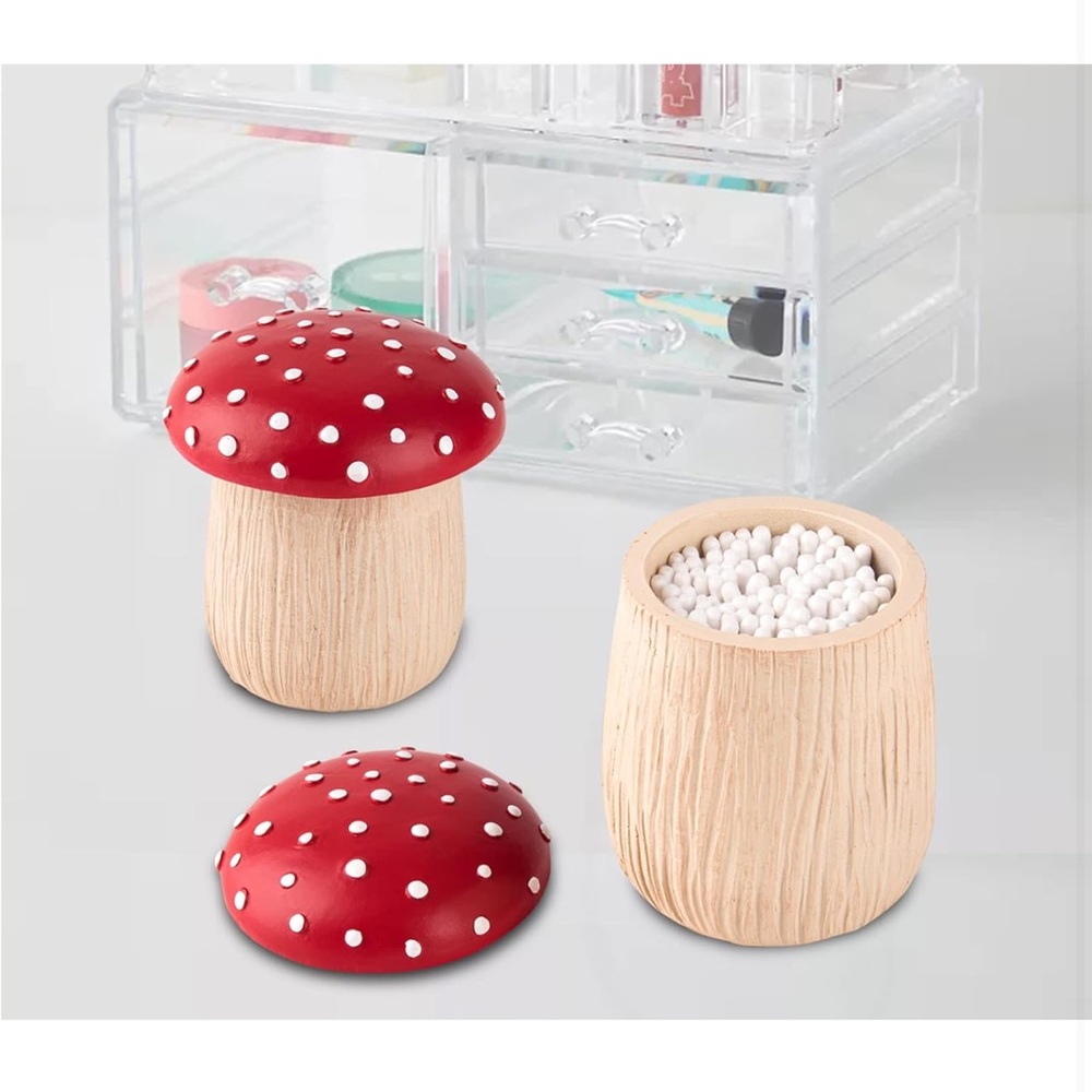 Mushroom Canister - Cottonball or QTip Holder, NWOT - Picture 6 of 10